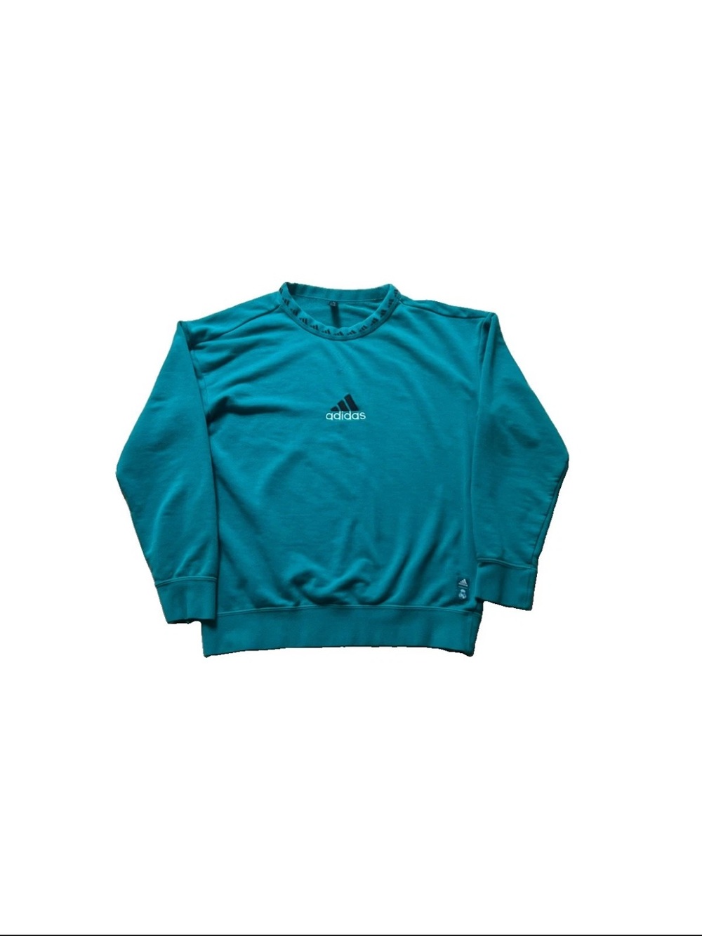 Adidas Real Madrid Teal Green Icon Crew Sweatshirt Size Large